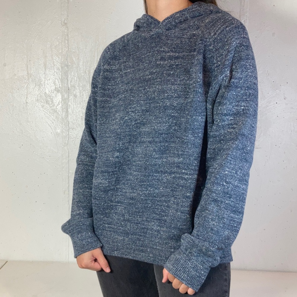 Banana Republic Heather Blue Knit Hooded Sweater